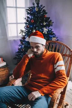 Portrait of attractive man before christmas Stock Photos