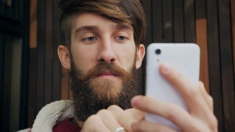 Portrait of an attractive stylish bearded man Stock Footage