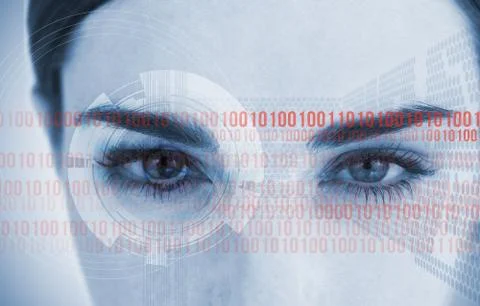 Portrait of an attractive woman with binary code Stock Photos