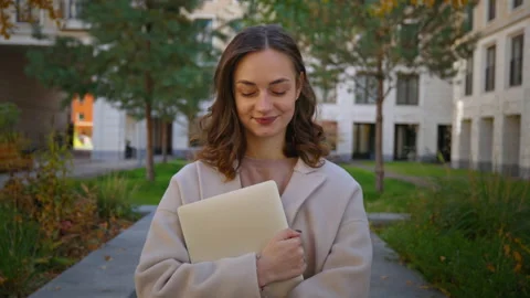Portrait of authentic real beautiful student Stock Footage 165214223