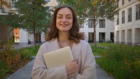 Portrait of authentic real beautiful student Stock Footage 168175977