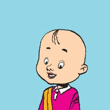 Portrait of a bald boy isolate illustration Stock Illustration