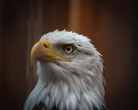 Portrait of a Bald Headed Eagle on a brown background Stock Photos