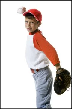 Portrait of a baseball player throwing a baseball Stock Photos