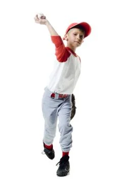 Portrait of a baseball player throwing a baseball Stock Photos