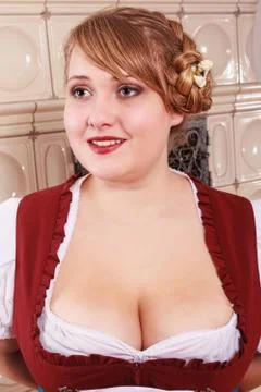 Portrait of a Bavarian girl busty Stock Photos