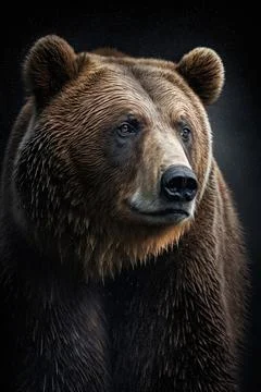 Portrait of a Bear on a dark background. Ai generated illustration Stock Illustration