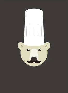 Portrait of bear, wearing chef hat, cool style イラスト素材