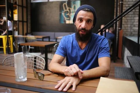 Portrait of bearded guy Stock Photos