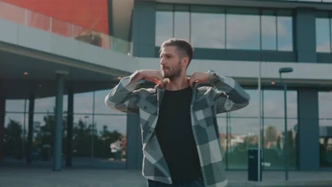 Portrait of a Bearded Man with Copy Space in the City Video stock 252355283