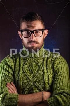 Portrait of a bearded man with glasses Stock Photos