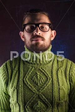 Portrait of a bearded man with glasses Stock Photos