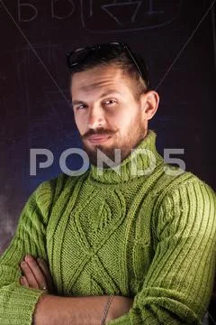Portrait of a bearded man with glasses Stock Photos