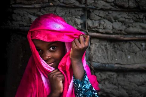 Portrait of a beautiful African Muslim girl Stock Photos