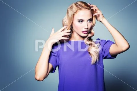 Portrait of a beautiful blonde lady. Beauty, fashion. Stock Photos