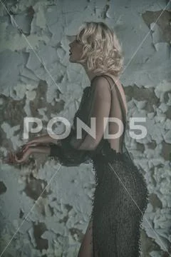 A portrait of a beautiful blonde lady. Evening dress. Fashion, beauty. Stock Photos