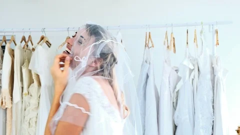 Portrait of beautiful bride smiling at camera. Stock Footage 99016210