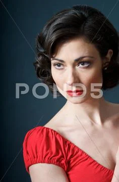 Portrait of beautiful caucasian model studio Stock Photos