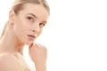 The portrait of the beautiful girl on the white background Photo