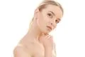 The portrait of the beautiful girl on the white background Photo