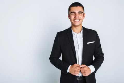 Portrait of a beautiful man posing in the Studio. White background, isolated. Stock Photos