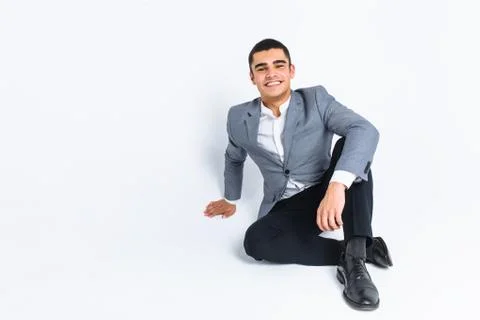 Portrait of the beautiful posing in a Studio, White background, Stylish busin Stock Photos