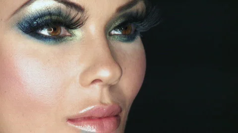 Portrait of beautiful sexy woman with outstanding makeup Stock Footage