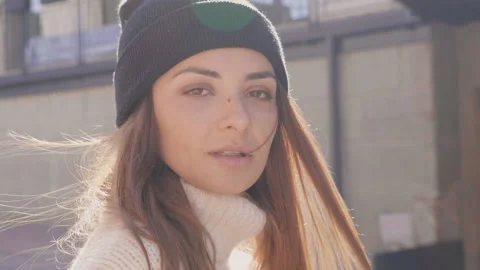 Portrait of beautiful smiling model Stock Footage 146110690