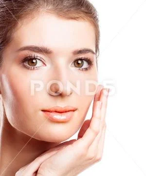 Portrait of beautiful woman isolated on white Stock Photos