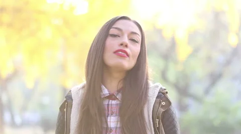 Portrait of beautiful woman singing with microphone Stock Footage 59556590