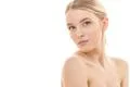 The portrait of the beautiful woman on the white background Photo