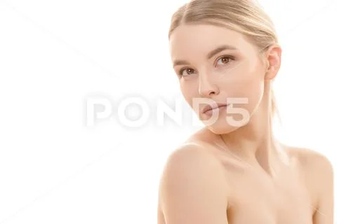 The portrait of the beautiful woman on the white background Stock Photos