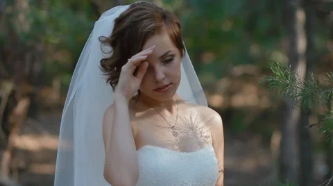 Portrait of beautiful young bride Stock Footage 61828948