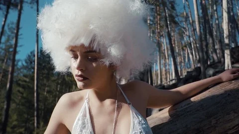 Portrait of beautiful young model in forest Video stock 85326273