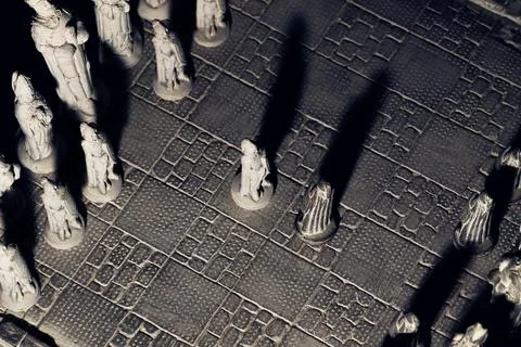 A portrait of the beginning of a match of chess. The first move has been made Stock Photos