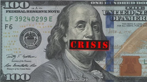 Portrait of Benjamin Franklin from a hundred-dollar bill with a closed mouth  Stock Footage 128794013