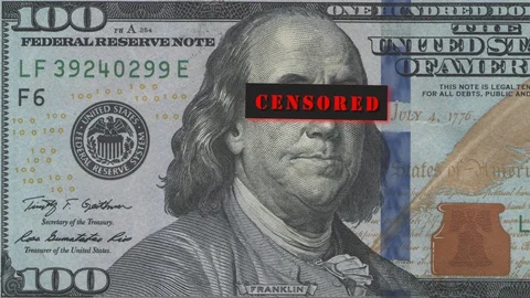 Portrait of Benjamin Franklin from a hundred-dollar bill with a closed eyes a Stock Footage 128794887