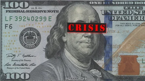 Portrait of Benjamin Franklin from a hundred-dollar bill with a closed eyes a Stock Footage 128795010