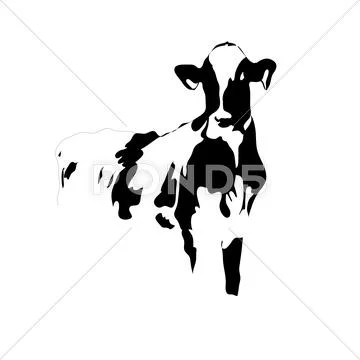 Portrait big black and white cow vector Stock Illustration