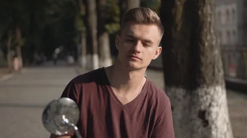 Portrait of Biker in the Park 動画素材 76445218