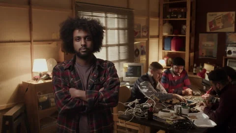 Portrait of Biracial Software Technician in Workshop Stock Footage 263296915