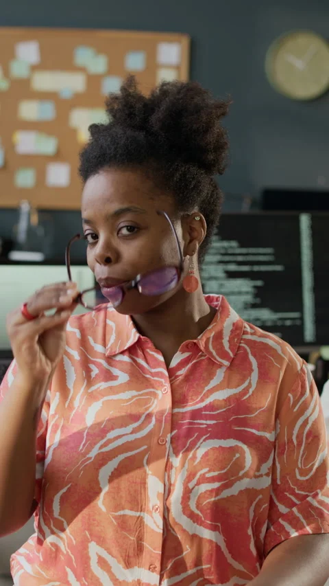 Portrait of Black Female Developer in Programmers Office Stock Footage 306846629