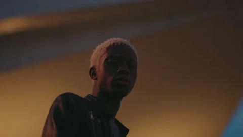 Portrait Of Black Guy Against Background Of Night Sky. Stock Footage 212482595