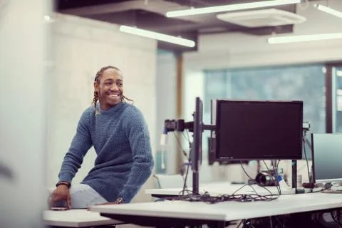 Portrait of black male software developer Foto stock