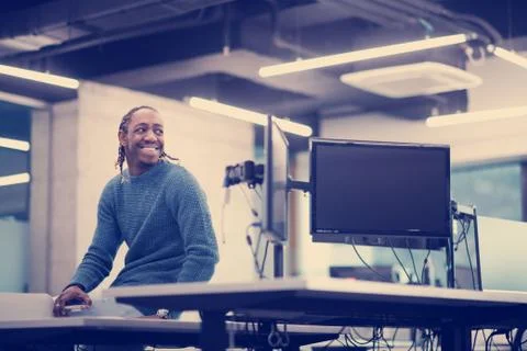 Portrait of black male software developer 写真素材