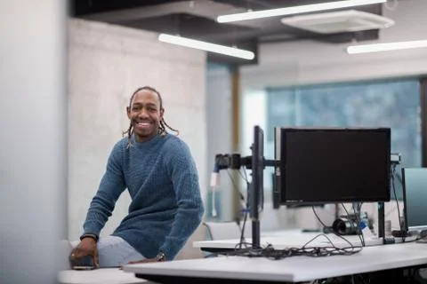 Portrait of black male software developer Stock Photos
