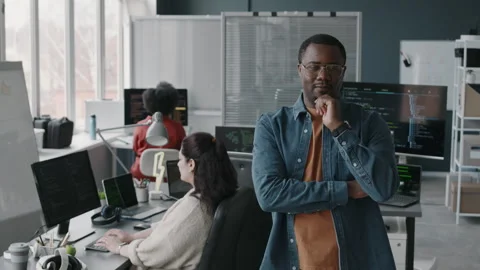 Portrait of Black Man in Programmers Office Stock Footage 276204739