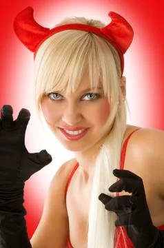 Portrait of blond devil Foto stock