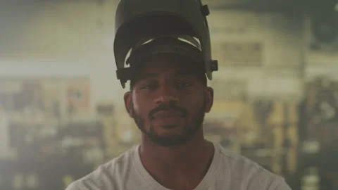 Portrait of Blue Collar Welder Stock Footage 208784252