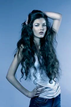 Portrait in blue Stock Photos